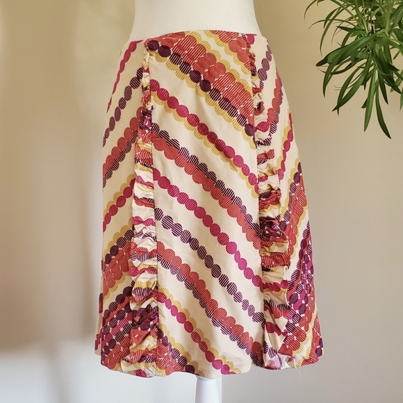 Anthropologie Odille Retro Print 100% Cotton Corduroy Skirt Size 4 - Picture 5 of 5